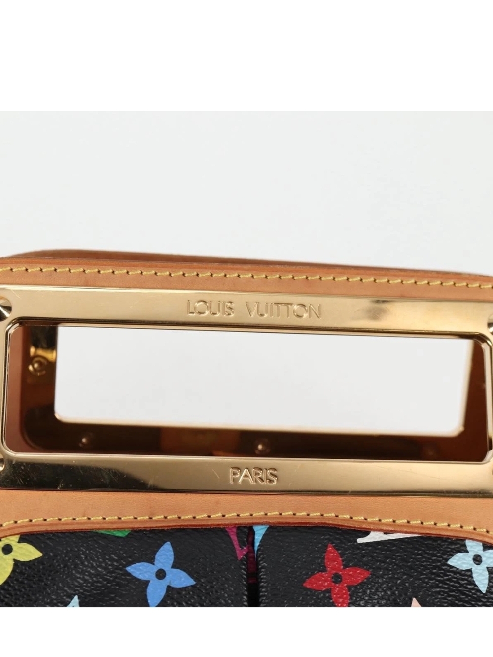 Louis Vuitton Multicolor Monogram Black Canvas and Tan Leather Shoulder Bag - Picture 10 of 13